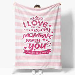 Lofaris Love Every Moment With You Stripe Custom Name Blanket