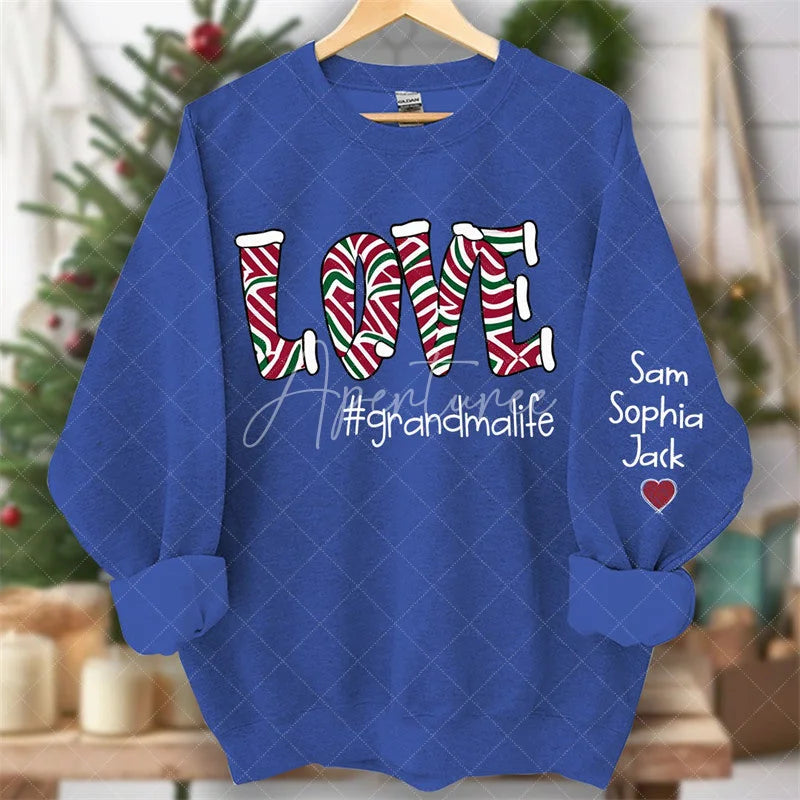 Aperturee - Love Grandmalife Kids Custom Christmas Sweatshirt
