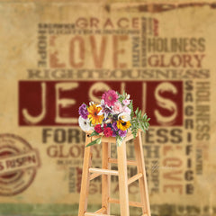 Aperturee - Love Jusus Paper Text Photography Christmas Backdrop