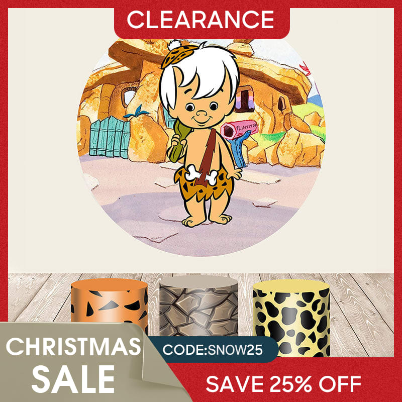 Aperturee - (Ship In 24HR) Lovely Child Cartoon Themed Birthday Round Backdrop Kit