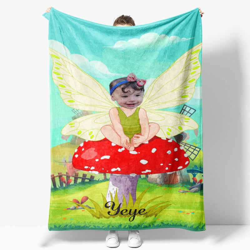 Aperturee - Lovely Elf Mushroom Grassland Custom Photo Blanket