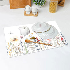 Aperturee - Lovely Floral Leaf Spring Dining Set Of 4 Placemats