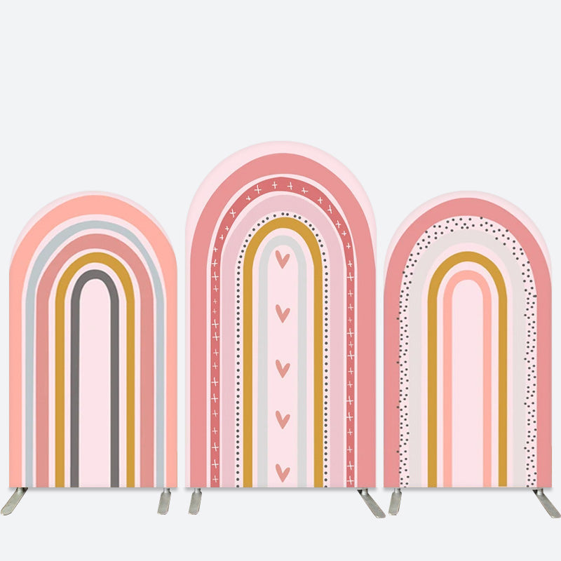 Aperturee Lovely Rainbow Heart Birthday Party Arch Backdrop Kit