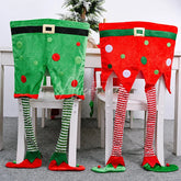 Aperturee - Lovely Red Green Elf Legs Pants Christmas Chair Cover