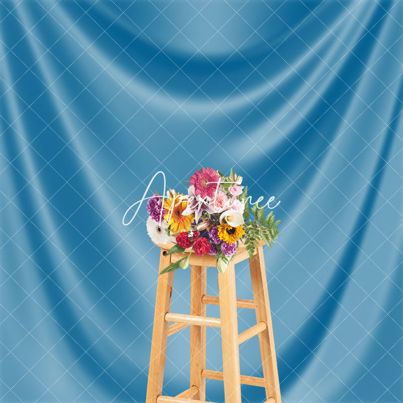 Aperturee - Luxury Blue Drape Glossy Silk Photo Booth Backdrop