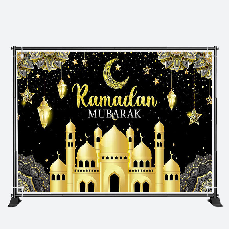 Aperturee - Luxury Gold Mandala Dome Palace Moon Ramadan Backdrop