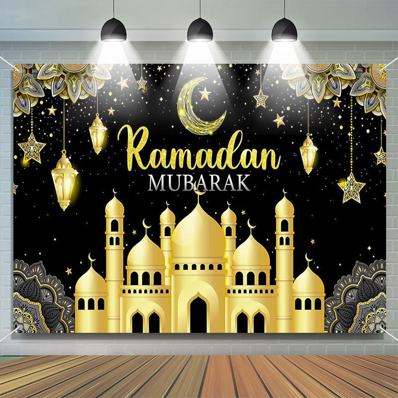 Aperturee - Luxury Gold Mandala Dome Palace Moon Ramadan Backdrop