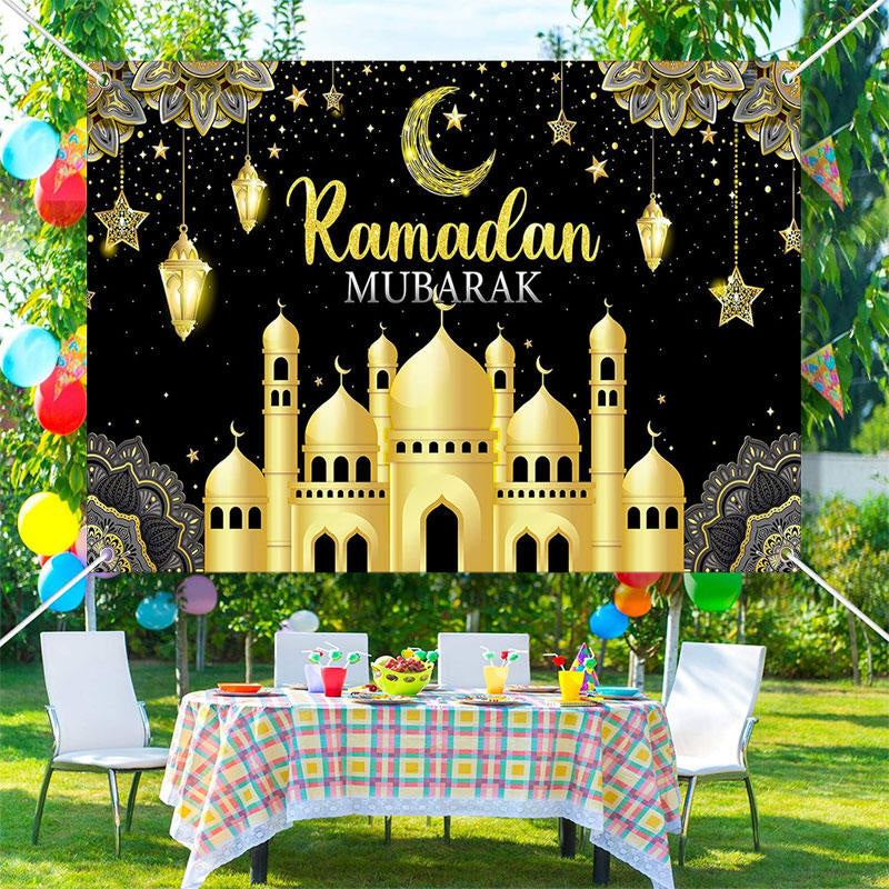 Aperturee - Luxury Gold Mandala Dome Palace Moon Ramadan Backdrop