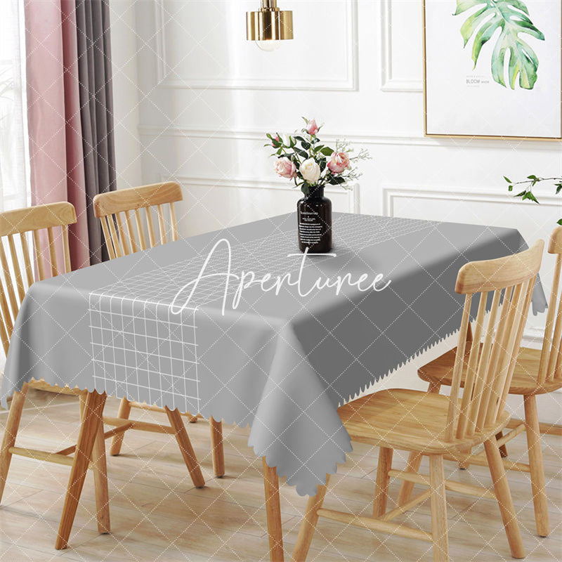 Aperturee - Luxury Grey Checkered Lines Rectangle Tablecloth