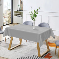 Aperturee - Luxury Grey Checkered Lines Rectangle Tablecloth