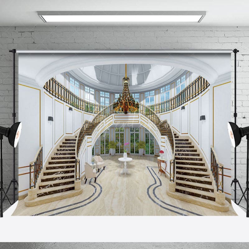 Aperturee - Luxury Staircase Interior Window Backdrop For Photo