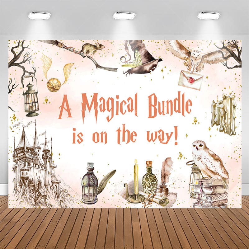 Aperturee - Magical Bundle Hogwarts Boy Baby Shower Backdrop