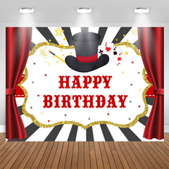 Aperturee - Magical Cards Curtain Themed Happy Birthday Backdrop