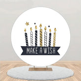 Aperturee - Make A Wish Black Candles Round Birthday Backdrop