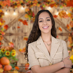 Aperturee - Maples Wood Door Pumpkin Sunflower Autumn Backdrop
