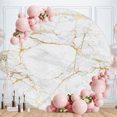 Aperturee - Marble Texture Circle Happy Birthday Backdrop For Party