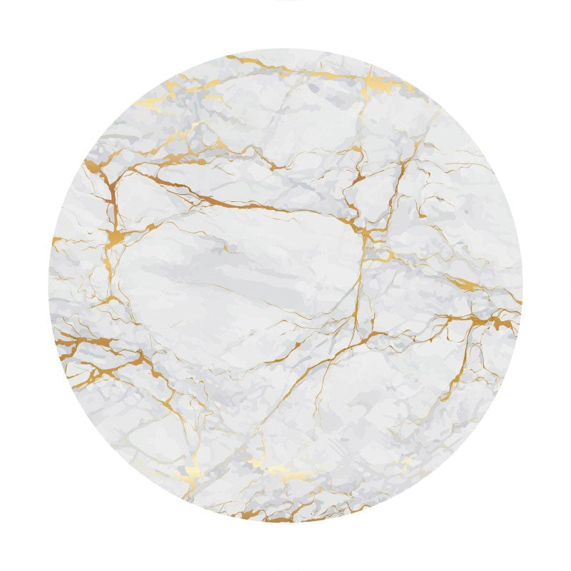 Aperturee - Marble Texture Circle Happy Birthday Backdrop For Party