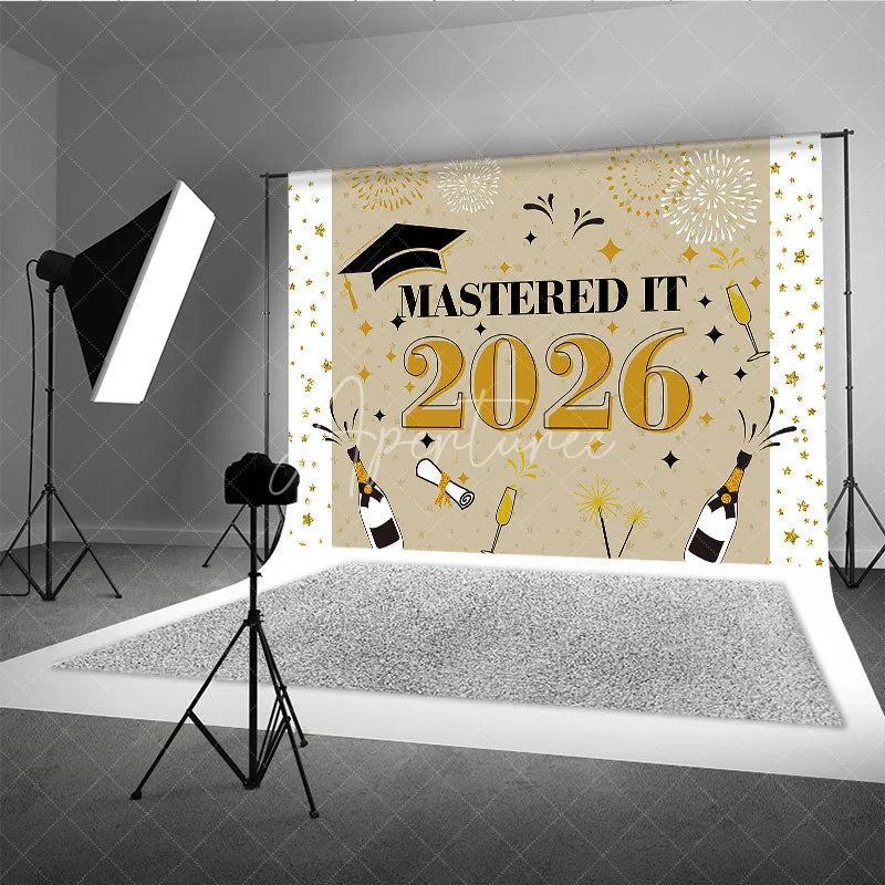 Aperturee - Mastered It 2026 Wine Star Backdrop For Grad Photo