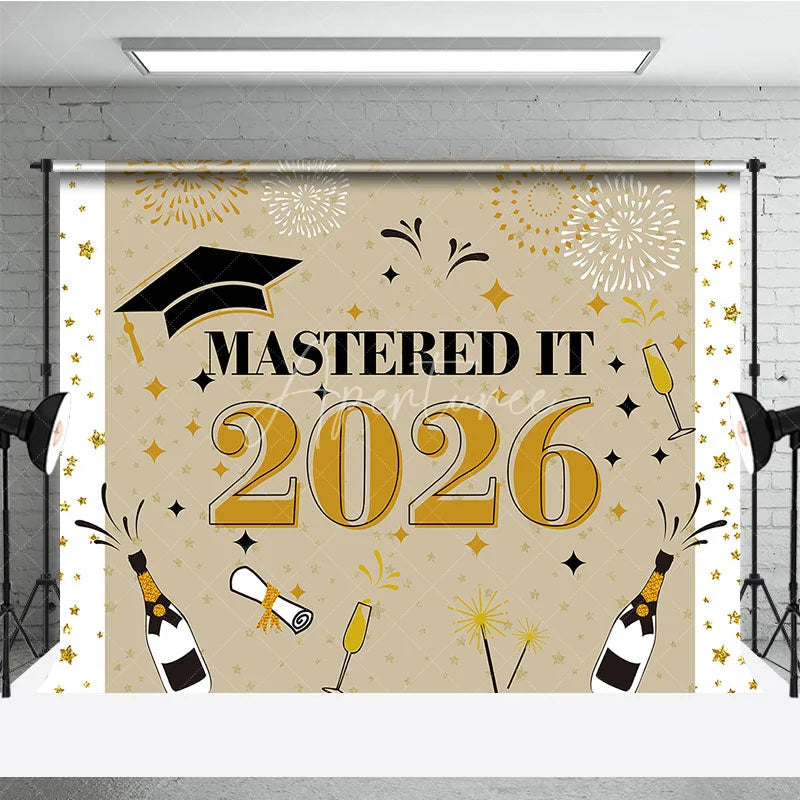 Aperturee - Mastered It 2026 Wine Star Backdrop For Grad Photo