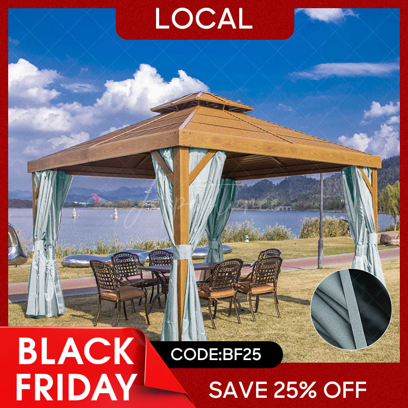 Aperturee - (7 Day Delivery) Blue Home Decor Pergola Waterproof Grommet Top Outdoor Curtains for Front Porch