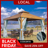 Aperturee - (7 Day Delivery) Blue Home Decor Pergola Waterproof Grommet Top Outdoor Curtains for Front Porch