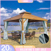 Aperturee - (7 Day Delivery) Blue Home Decor Pergola Waterproof Grommet Top Outdoor Curtains for Front Porch