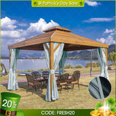 Aperturee - (7 Day Delivery) Blue Home Decor Pergola Waterproof Grommet Top Outdoor Curtains for Front Porch