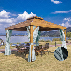 Aperturee - (7 Day Delivery) Blue Home Decor Pergola Waterproof Grommet Top Outdoor Curtains for Front Porch