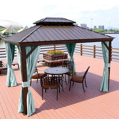 Aperturee - (7 Day Delivery) Blue Home Decor Pergola Waterproof Grommet Top Outdoor Curtains for Front Porch