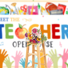 Aperturee - Meet Teacher Colorful Hands Back To School Backdrop