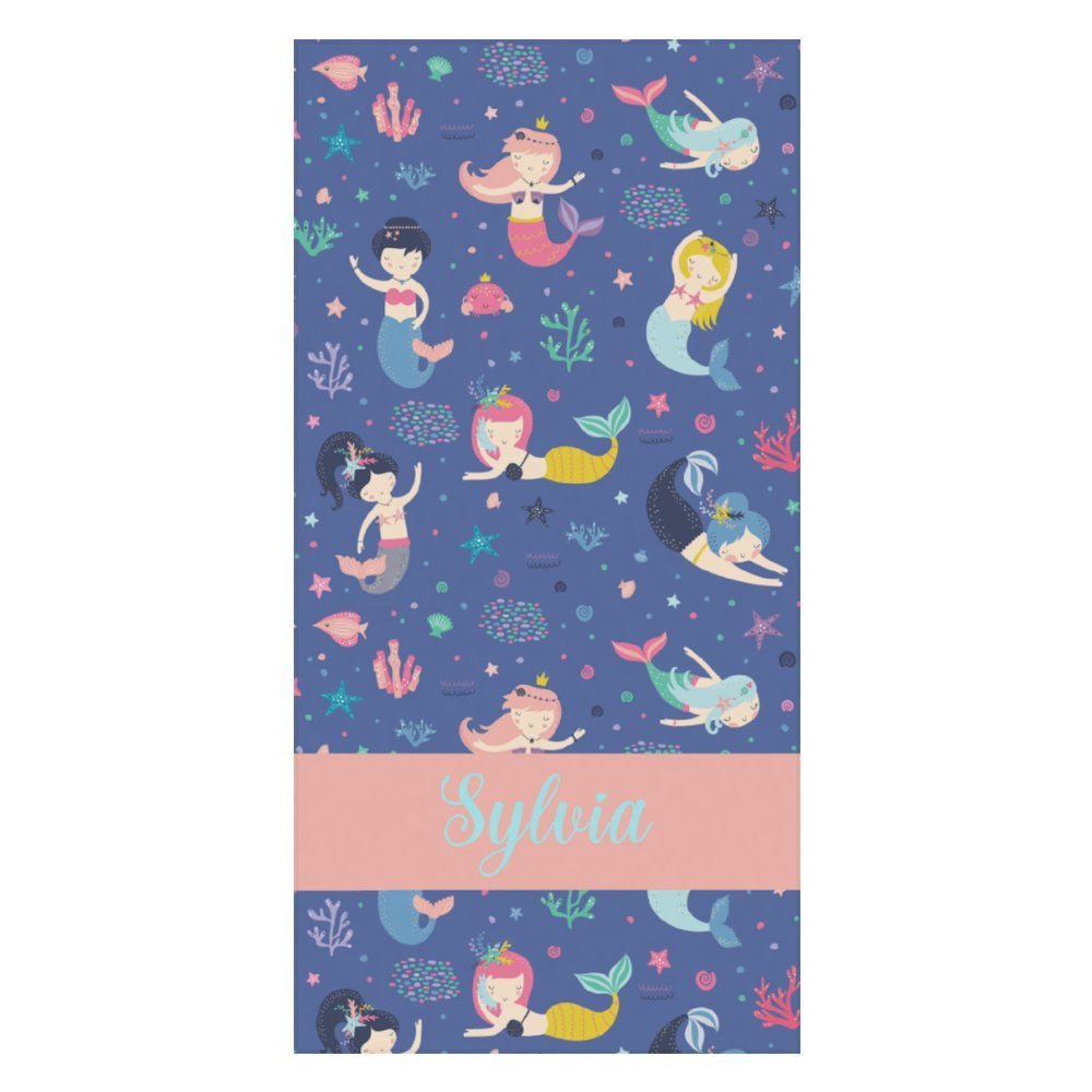 Aperturee - Mermaid Princess Under Sea Custom Name Beach Towel