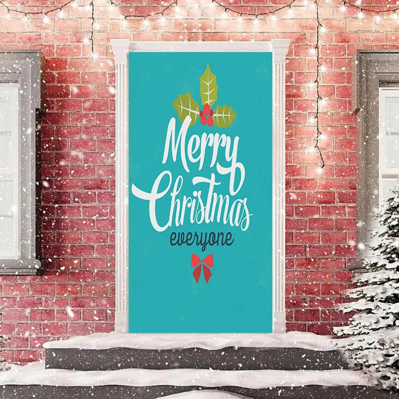 Aperturee - Merry Christmas Everyone Green Simple Door Cover