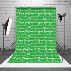 Aperturee - Merry Christmas Snowflake Green Photoshoot Backdrop