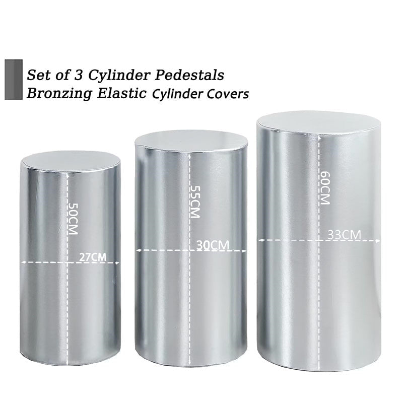 Aperturee Metallic Silver Stretchy Spandex Fitted Cylinder Cover