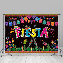 Aperturee - Mexican Fiesta Floral Stripes Flags Party Backdrop