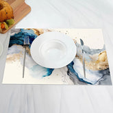 Aperturee - Modern Artistic Blue Black Golden Set Of 4 Placemats