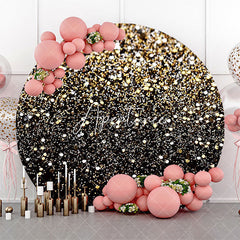 Aperturee - Modern Black Gold Bokeh Round Birthday Backdrop