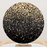 Aperturee - Modern Black Gold Bokeh Round Birthday Backdrop