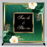 Aperturee - Modern Floral Green Gold Custom Wedding Backdrop