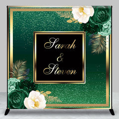 Aperturee - Modern Floral Green Gold Custom Wedding Backdrop