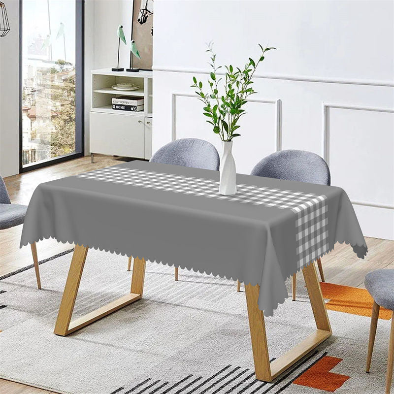 Aperturee - Modern Gingham Indoor Black Rectangle Tablecloth