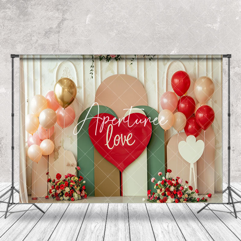 Aperturee - Modern White Pink Balloons Wedding Photo Backdrop