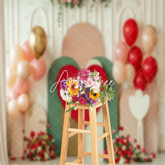 Aperturee - Modern White Pink Balloons Wedding Photo Backdrop