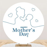 Aperturee - Mom Kid Heart Simple Round Mothers Day Backdrop