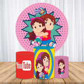 Aperturee Mona Cartoon Theme Circle Birthday Backdrop Kit For Kid