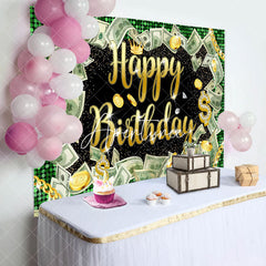 Aperturee - Money Dollar Bill Glitter Hiphop Birthday Backdrop