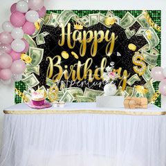 Aperturee - Money Dollar Bill Glitter Hiphop Birthday Backdrop