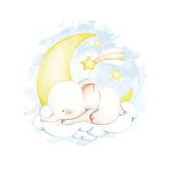 Aperturee - Moon And Elephant Circle Happy Birthday Backdrop