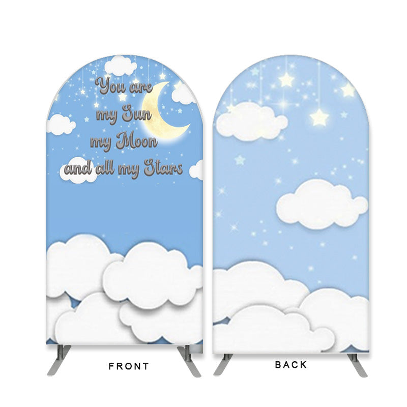 Aperturee - Moon Glitter Stars Double Sided Arch Backdrop for Birthday