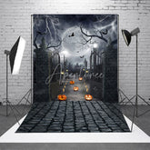 Aperturee - Moon Pumpkin Lantern Halloween Horror Night Backdrop